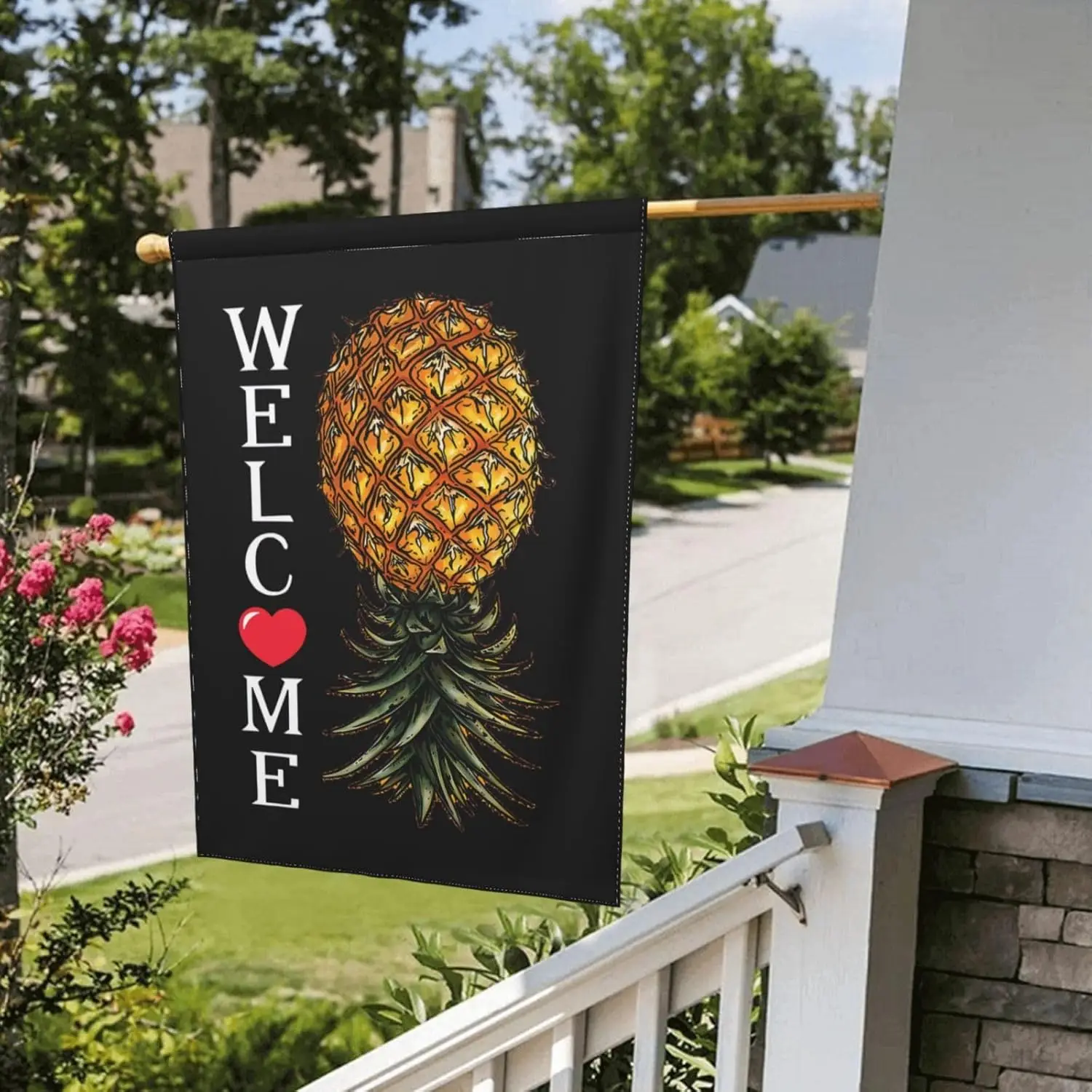 Plays Well with Others Garden Flag Upside Down Pineapple Double Sided Garden Flag Wall Hanging Yard Outdoor Decor 12x18 In jjp