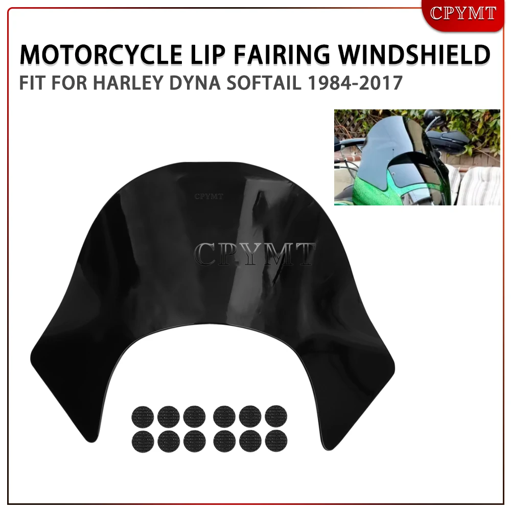 

Motorcycle Lip Fairing Windshield Windscreen Wind Deflector Fit for Harley Dyna Softail 1984-2017 Fotboy Sportster XL 1200N 883