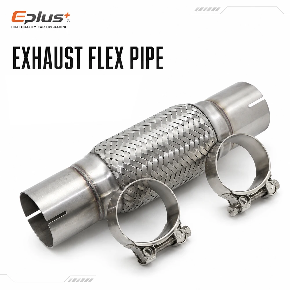 Universal Car Exhaust Flexible Pipe Stainless Steel Braided Exhaust Flex Tube Shock Absorbing Exhaust Bellows Joint With Clamps