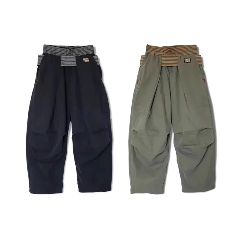 

23AW KAPITAL Hirata Kazuhiro Japanese style casual five grid pure cotton pleated elastic paratrooper trousers