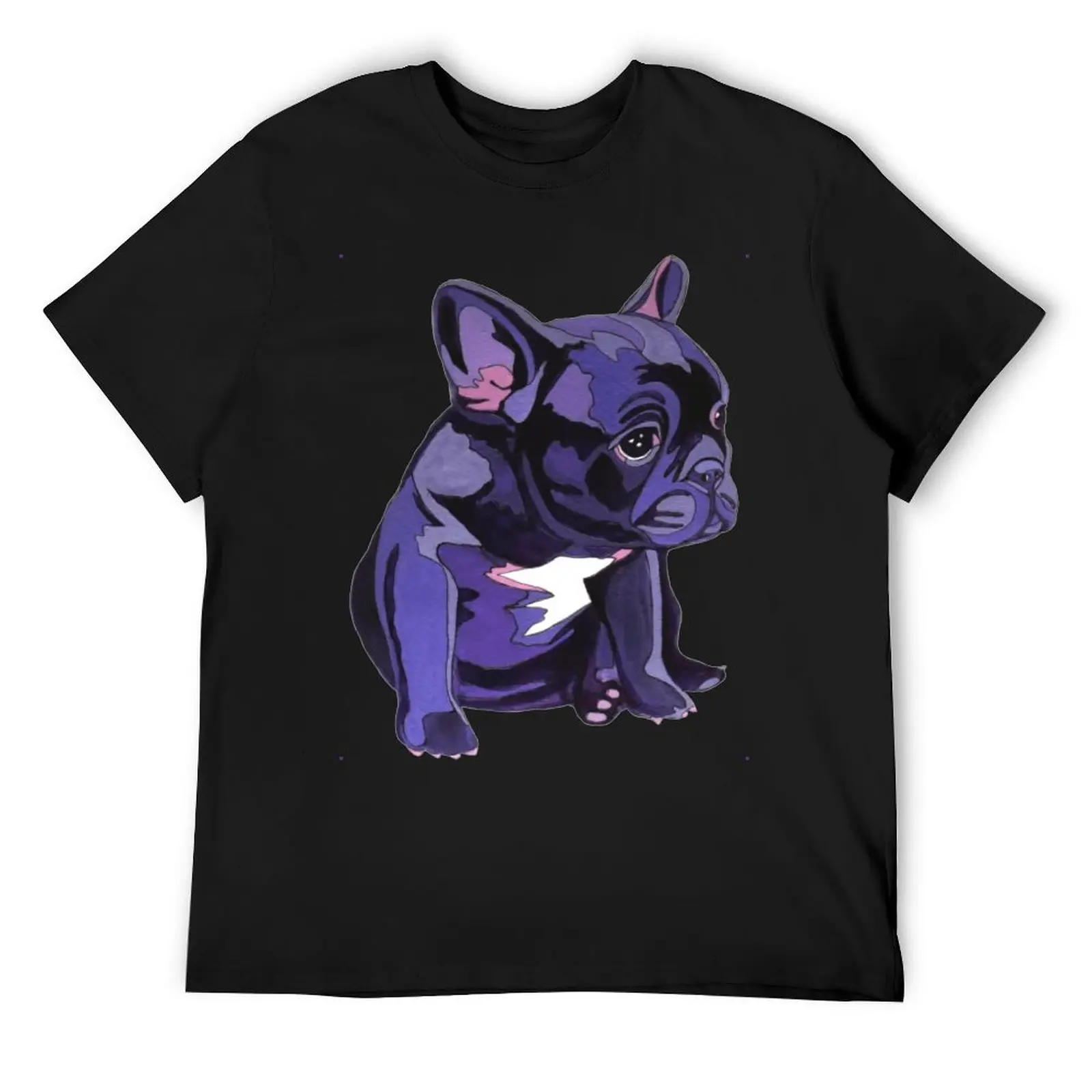 French Bulldog in Purple Tees Fresh Adult T-shirt Graphic Vintage Fitness Humor Graphic High Grade Tees USA Size