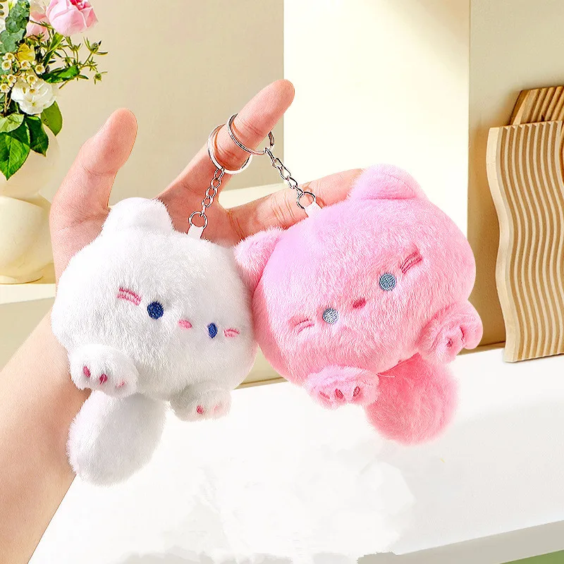 Leuke piepende casual kat pop pluche sleutelhanger tas hanger hanger schattige pop pop cadeau