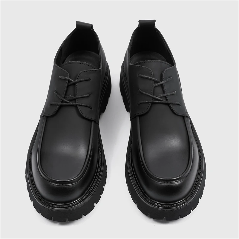 Fashion Men Casual Shoes Classic Business Men Dress Shoes Breathable Lace-Up Handmade Shoes Thick Sole Leather Shoes Moccasins