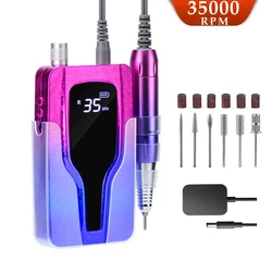 35000RPM Electric Nail Drill Machine Rechargeable Nail Sander LED Display Gel Remover Set Portable Nail Polisher Equipment