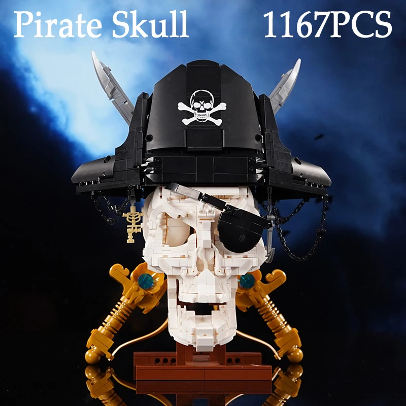 

1167PCS Pirate Skull Double-Edged Cutlass Building Blocks Toys Home Decoration Ornaments Assembly Bricks Gifts For Kids Adult