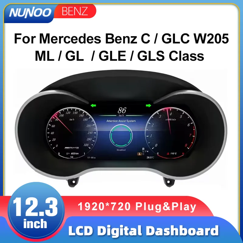 

Linux LCD Digital Instrument Cluster For Mercedes Benz C GLC ML GL GLE GLS Class W205 X253 W166 Car Speedometer Dashboard