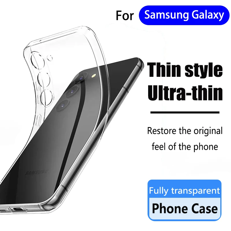 For Samsung Galaxy S22 Phone Case S21 S20 FE Ultra S10 Lite Plus Note 20 10 Full Cover S9 A73 A53 A52S 5G Transparent S 22 21 20