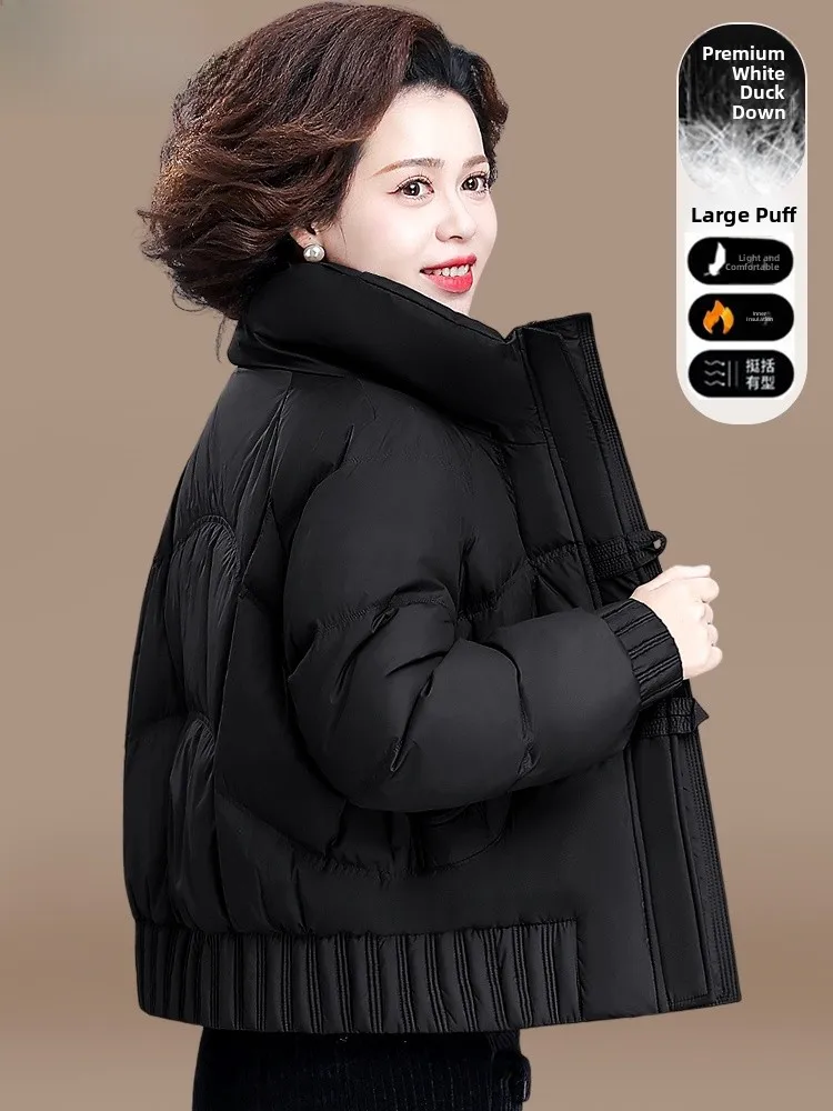 

Красная утепленная куртка для женщин, зимняя одежда 2024, новая модная свободная модель, верхняя одежда для пожилых женщин, пуховик