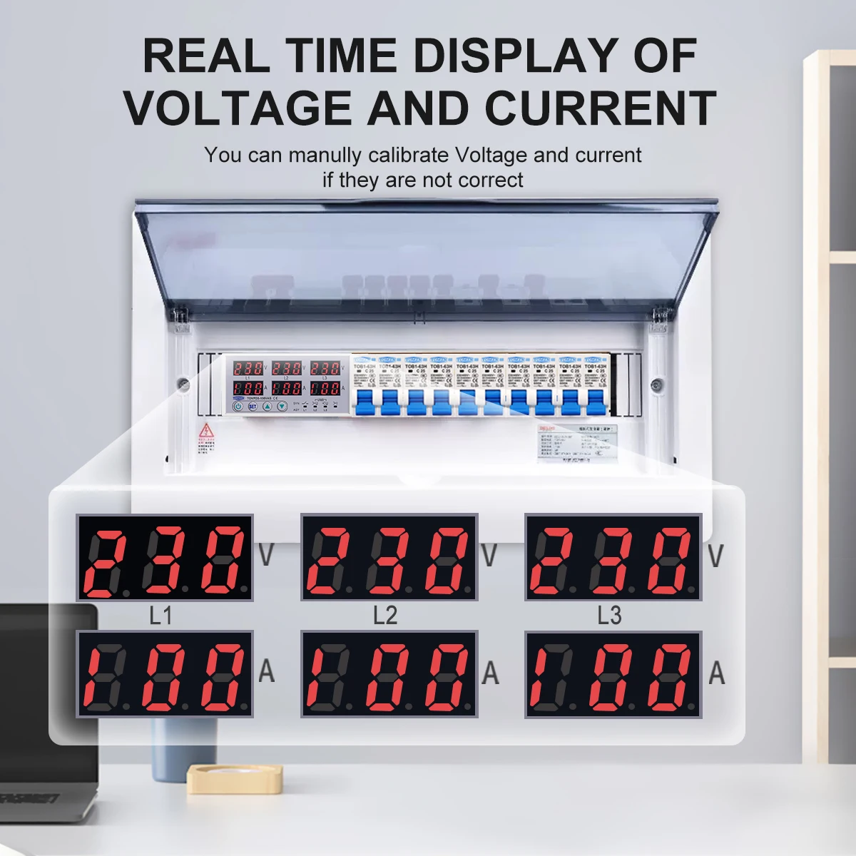 Din rail TOMZN 3P+N adjustable Over Under Voltage current limit protection Relay Protector SYN ASYNC Synchronous Asynchronous