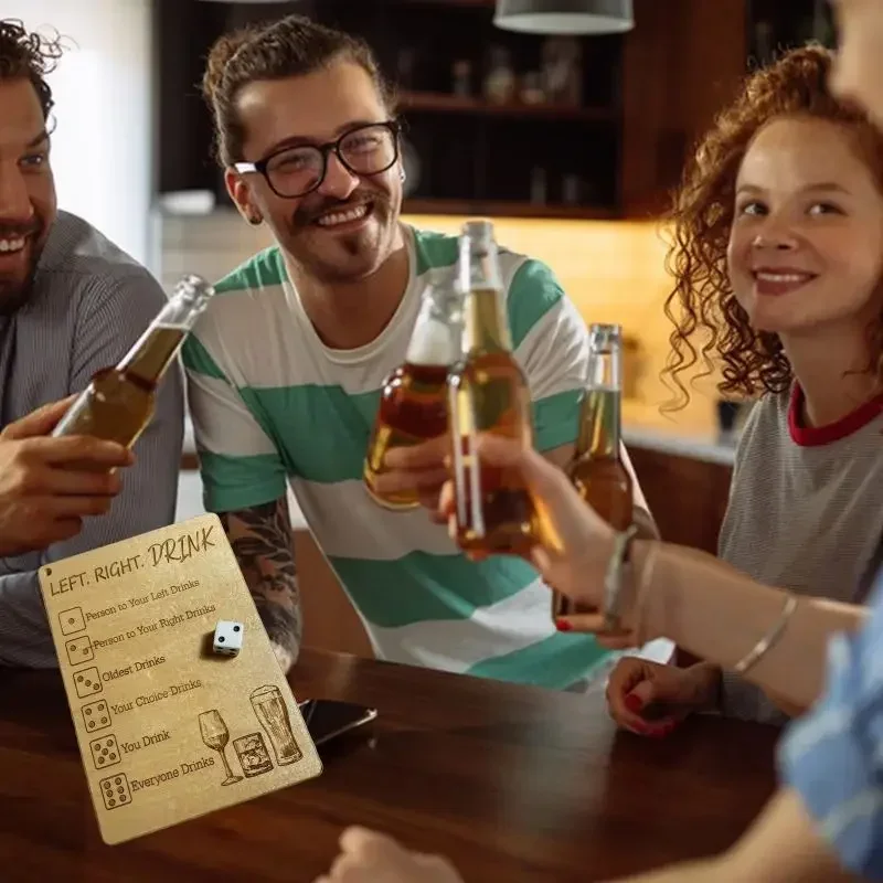 Left Right Drink Drinking Game Party Wine Table Dice Penalty Wine Fun Game Wooden Dice Drinking Interactive Tray Game