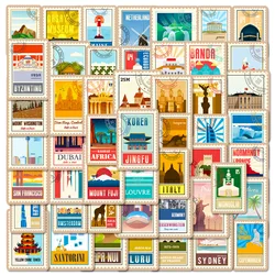 10/25/50pcs Travel World Landmark Stickers Post Stamp Style for Suitcase Notebook Guitar Laptop Phone Stationery Water Bottle