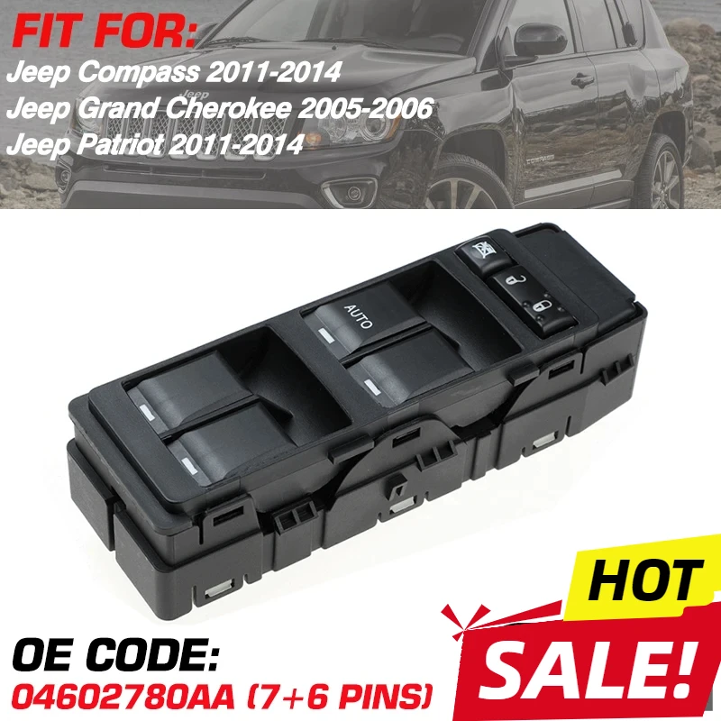 

Car Power Window Switch Master Panel 04602780AA For Jeep Compass Grand Cherokee Patriot 2005 2006 2011 2012 2013 2014 4602780AD