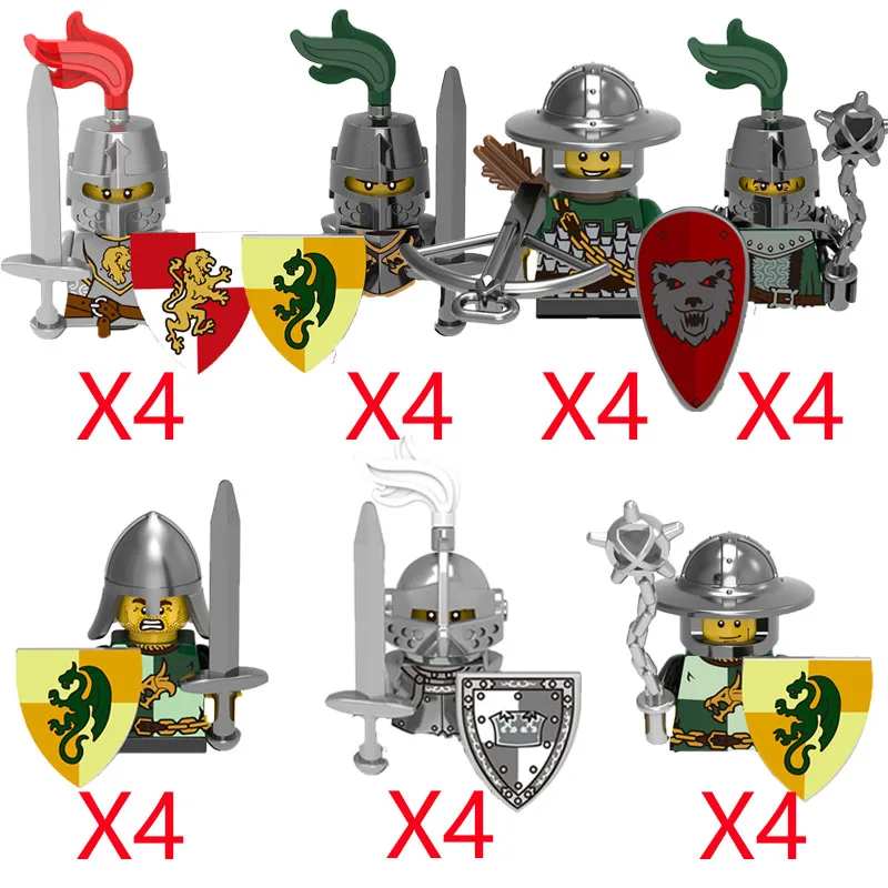 Military Building Blocks Medieval Roman Solider Figures Gifts Toys Weapons Sword Shield Helmet Cloak Halberd Bow and Arrow MOC