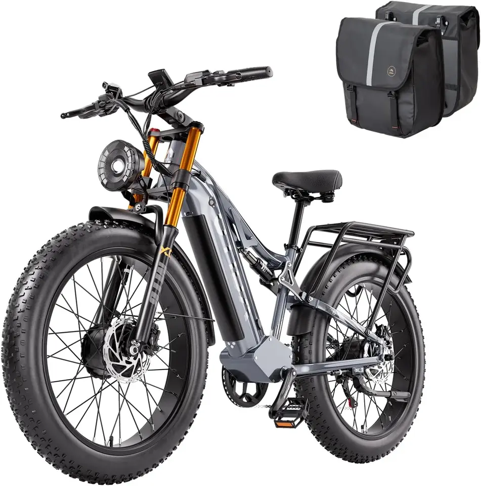 Peak 6000W Dual Motor Electric Bike for Adults 42MPH with 52V 20Ah，Up to 80 Miles, 26"x4" Fat Tire Full Suspension Ebike with Hy