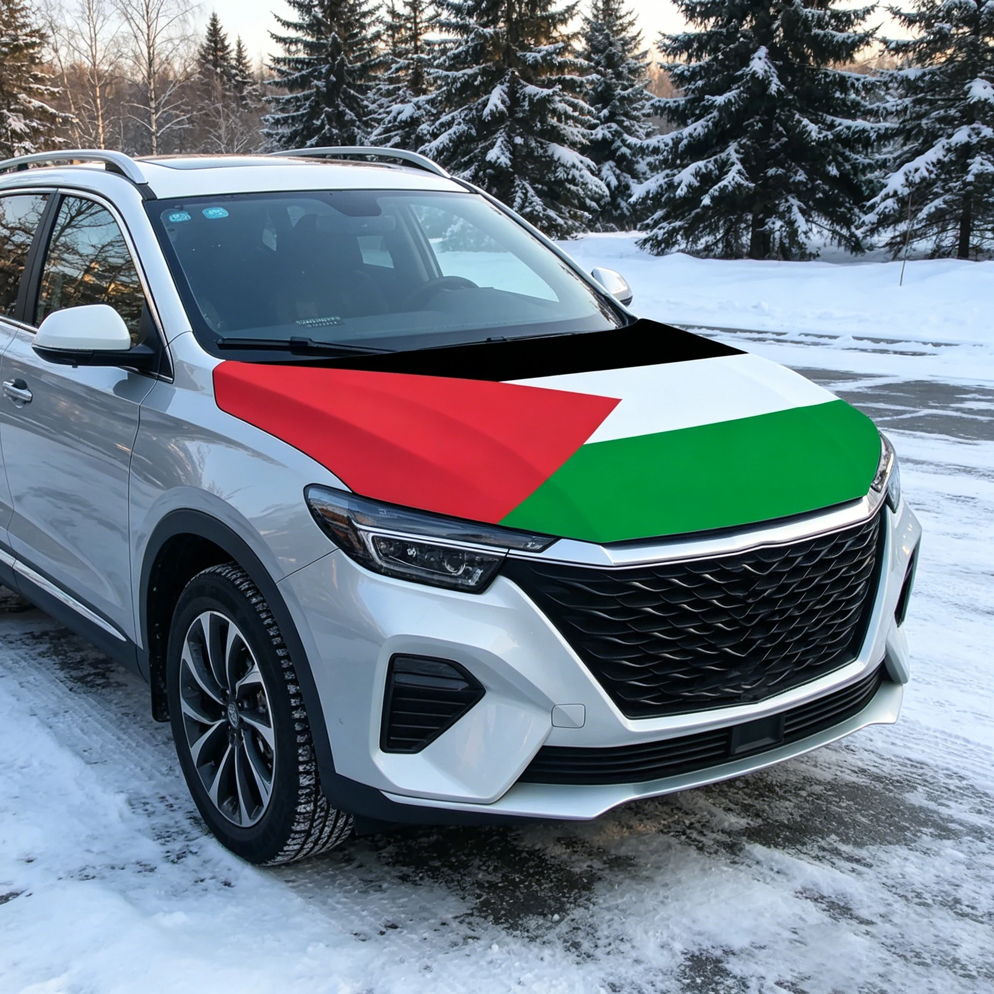 National Palestine Flag Car Engine Hood Cover Palestinian Nationals Car Hood Cover Flag For Vehicle Decoration