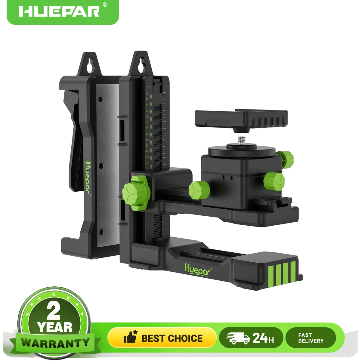 Huepar Fine-tuning Pivoting Bracket Magnetic Base For Laser Level, Tripod, Wall Hang Mounted Holder With Back Clip PV11+