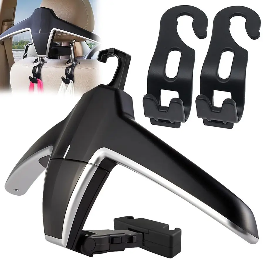 

Back Seat Headrest Hanger 2 Car Hooks for Coat, Jacket, Suit, Clothes, Purse, Handbag, Grocery Bags MultiPurpose Storage Holder