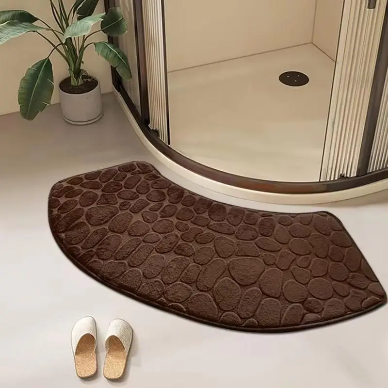 3D Cobblestone Embossed Velvet Bath Mat Non Slip Quick Dry Absorbent Bathroom Floor Doormat Carpet 1Pcs