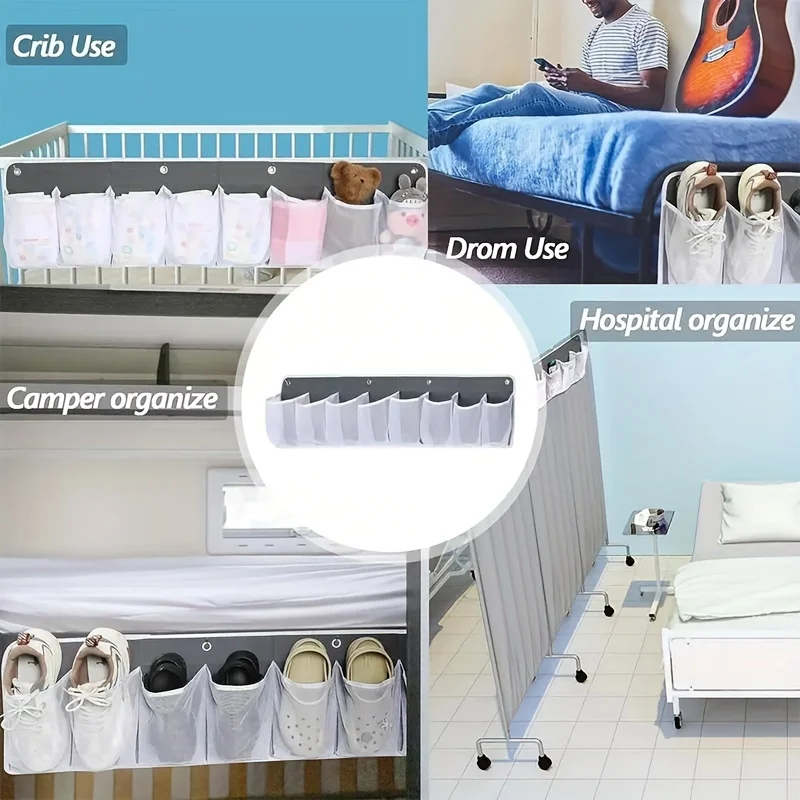 A Mesh Storage Bag, for Storing Items, with Hooks by The Bed, for Rvs, Motorhomes. RV Bedding