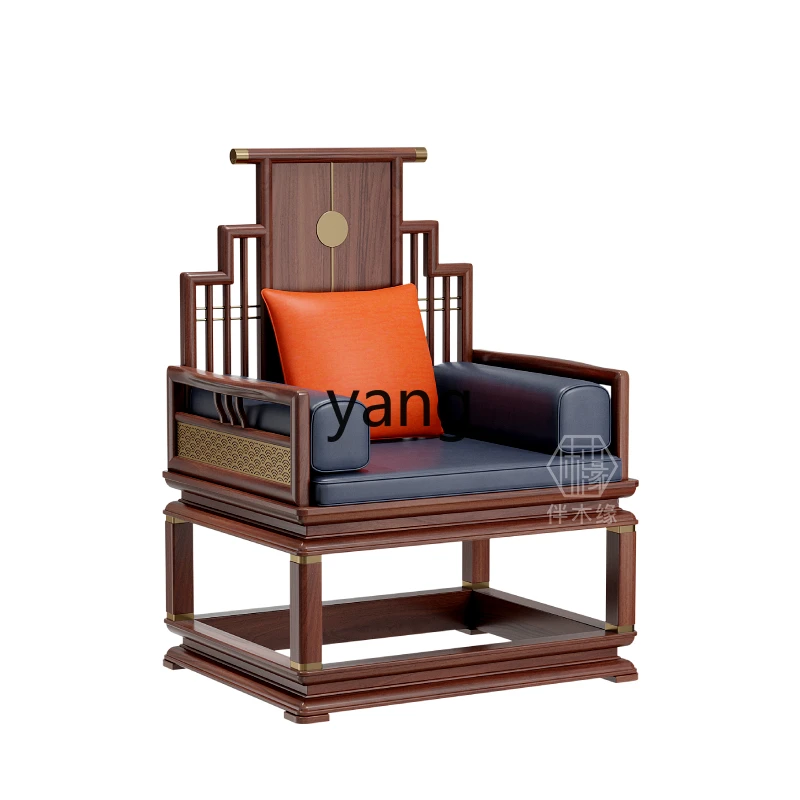 LTT， new Chinese tea table master chair meditation ebony solid wood boss chair