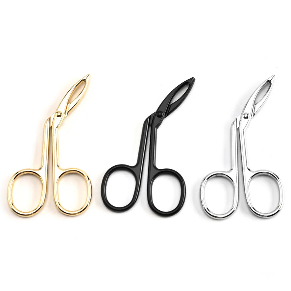 

3pcs Eyebrow Tweezer Stainless Steel Golden Nose Hair Trimmer Scissors Comfortable Handle Oblique Point Rust Proof Facial Tool