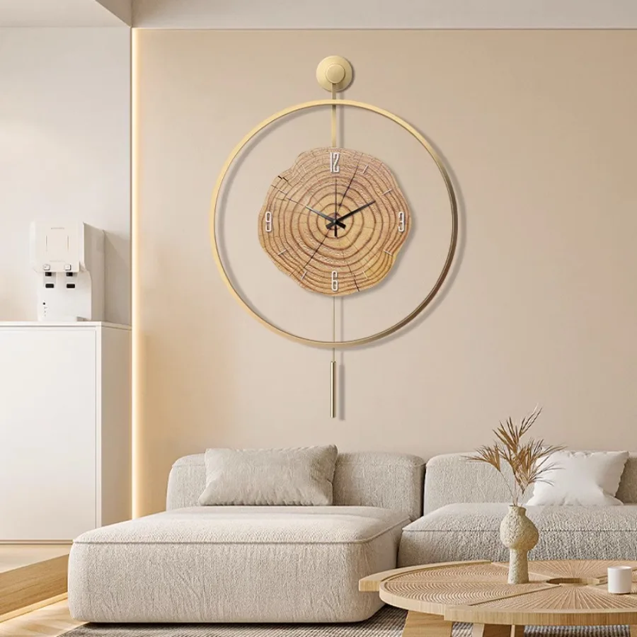 Art Living Room Wall Clock Decoration Elegant Wood Home Wall Clock Pieces Gift Hands Number Gold Bedroom Nordic Reloj Room Decor