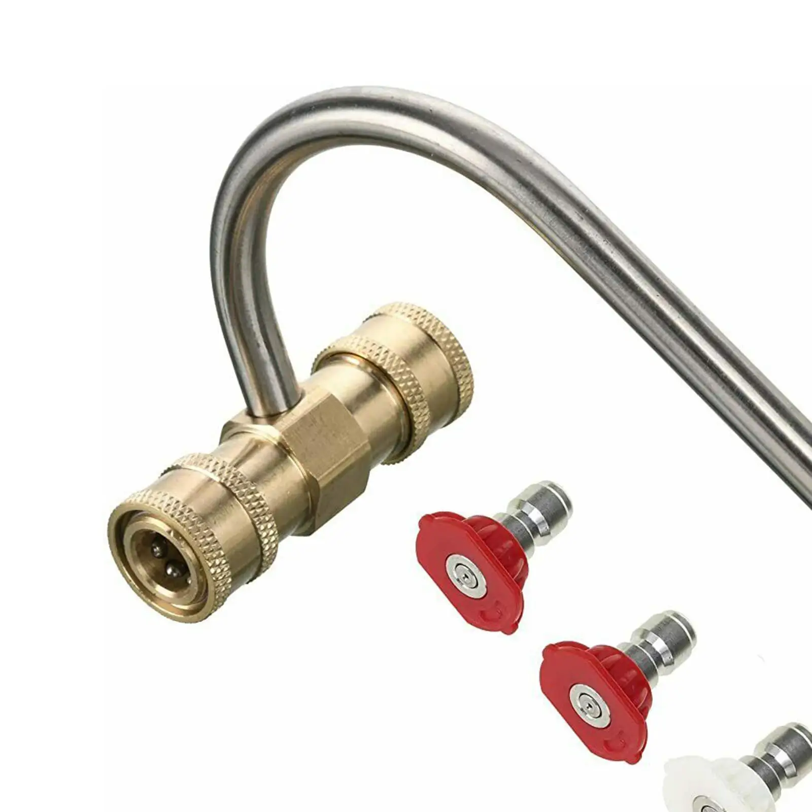 Pressure Washer Gutter Cleaning Attachment Curved Wand with Interchangeable Nozzle Tips for High Reach Cleaning