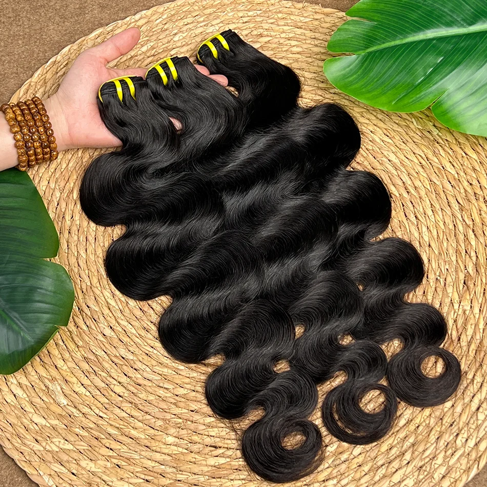Body Wave Human Hair Bundles 100% Raw Virgin Unprocessed Double Weft Wavy Vietnamese Hair Weave Extensions Natural Black Color