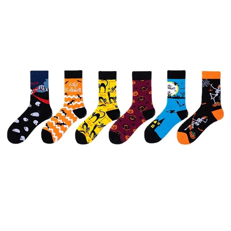 1 pair Autumn and winter new Halloween male socks skull alien female socks pumpkin socks monster tube socks