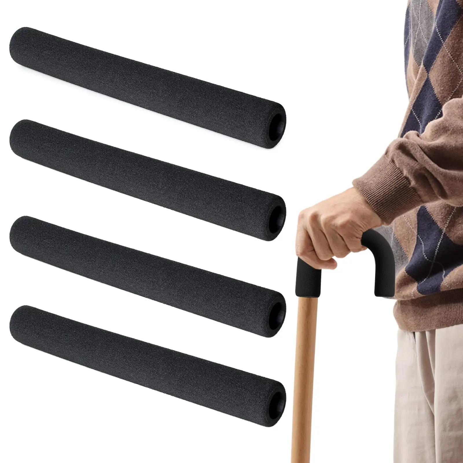 4/8 Pcs Curved Handle Foam Cane Grip Replacement for Handle Canes