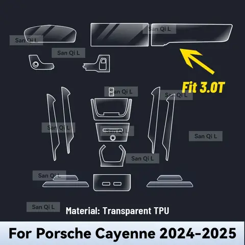 Car Interior Center Console Media Dashboard Navigation TPU Protector Film For PORSCHE Cayenne 2024 2025 Car Accessories 10 best sales cayenne accessories - №4