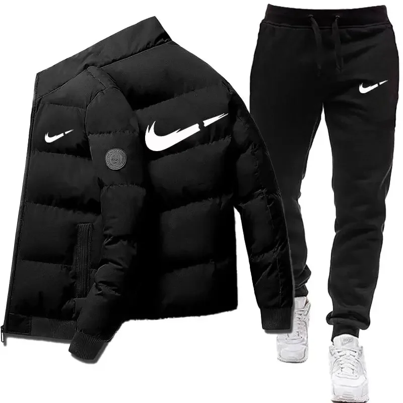 Set sportivo da uomo Casual invernale 2024 Set da 2 pezzi giacca di marca di moda stampata con lettera + pantaloni sportivi Set da 2 pezzi