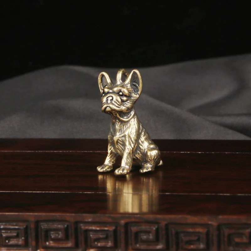 Retro Style Brass Mini SharPei Dog Casting Animal Figurine Sculpture Home Office Room Desktop Decoration Collect Ornaments Gift