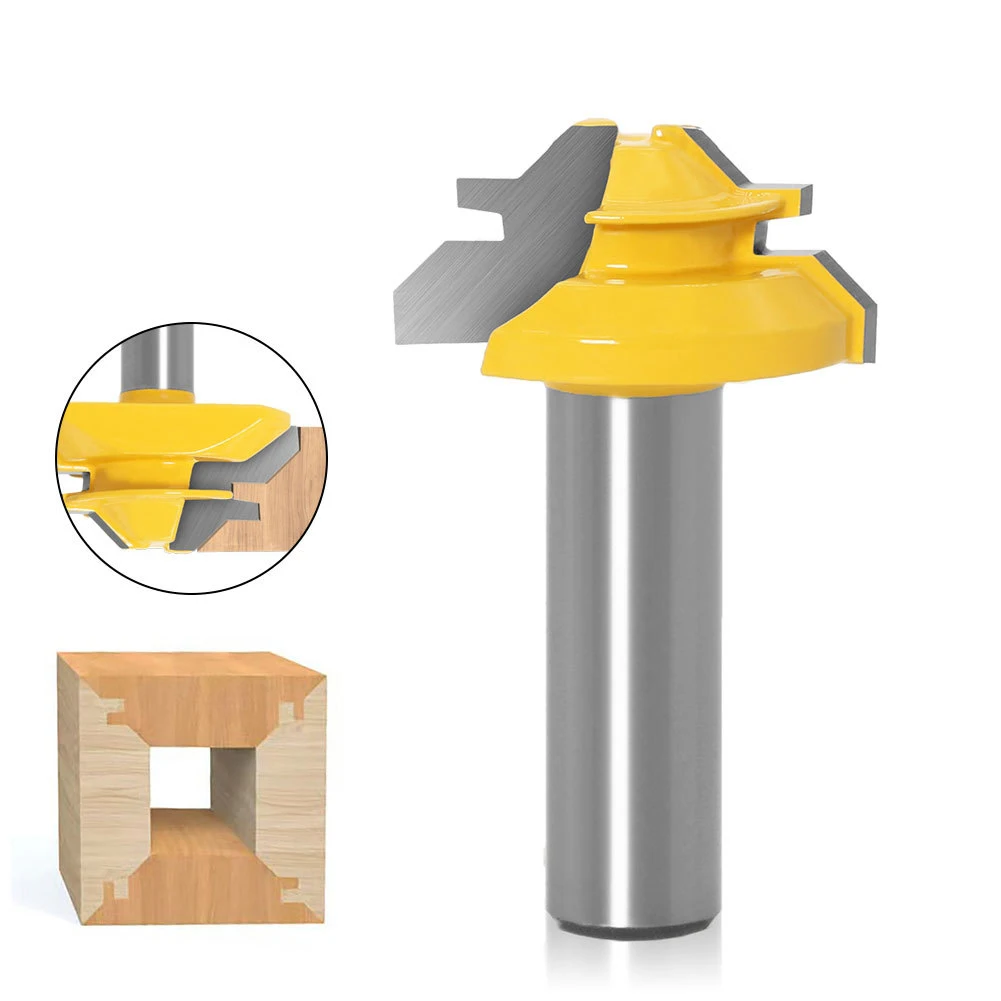 

1PC 1/2" 12.7MM Shank Milling Cutter Wood Carving 45 Degree Small Lock Miter Router Bit Wood Tenon Cutter for Woodworking Tools