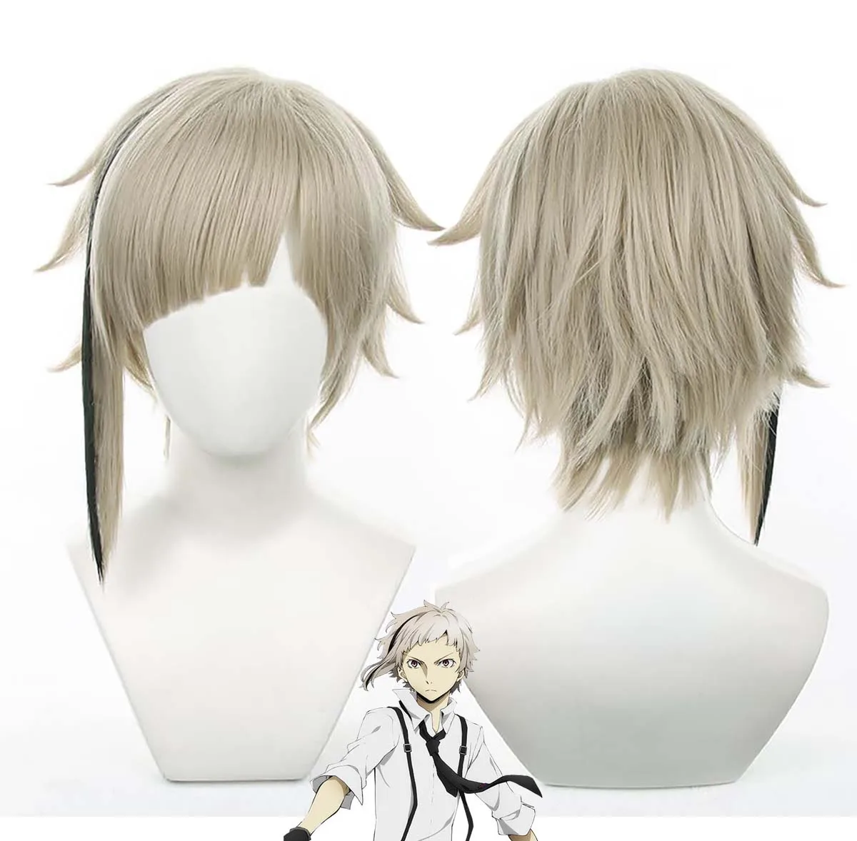 

Качественный парик для косплея Накаджимы Ацуши из аниме Bungo Stray Dogs для мужчин, горячая распродажа