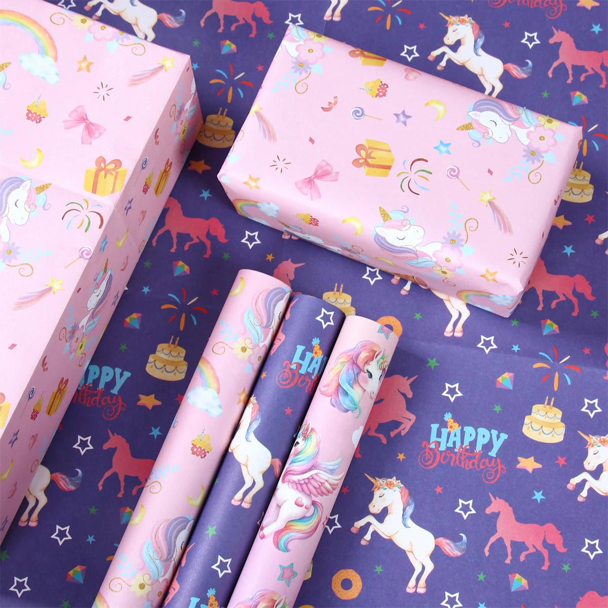 Unicorn Wrapping Paper Birthday Wrapping Paper Roll Birthday Party Decor Kids Girl Wedding Party Supplies Baby Shower Bridal