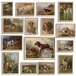 Vintage Antique Dogs Poster and Print Canvas Painting Rustic Animal Dog Wall Art Picture for Living Room Farmhouse Home Decor