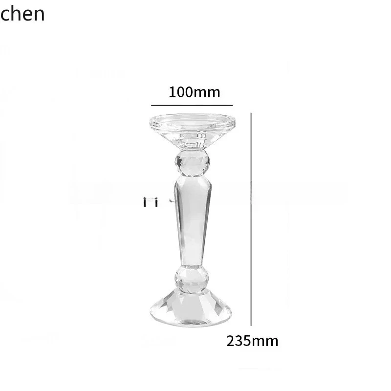BJ-1 Simple Crystal Glass Candle Holder Transparent Romantic Wedding Props Table Decoration Ornament Candle Holder
