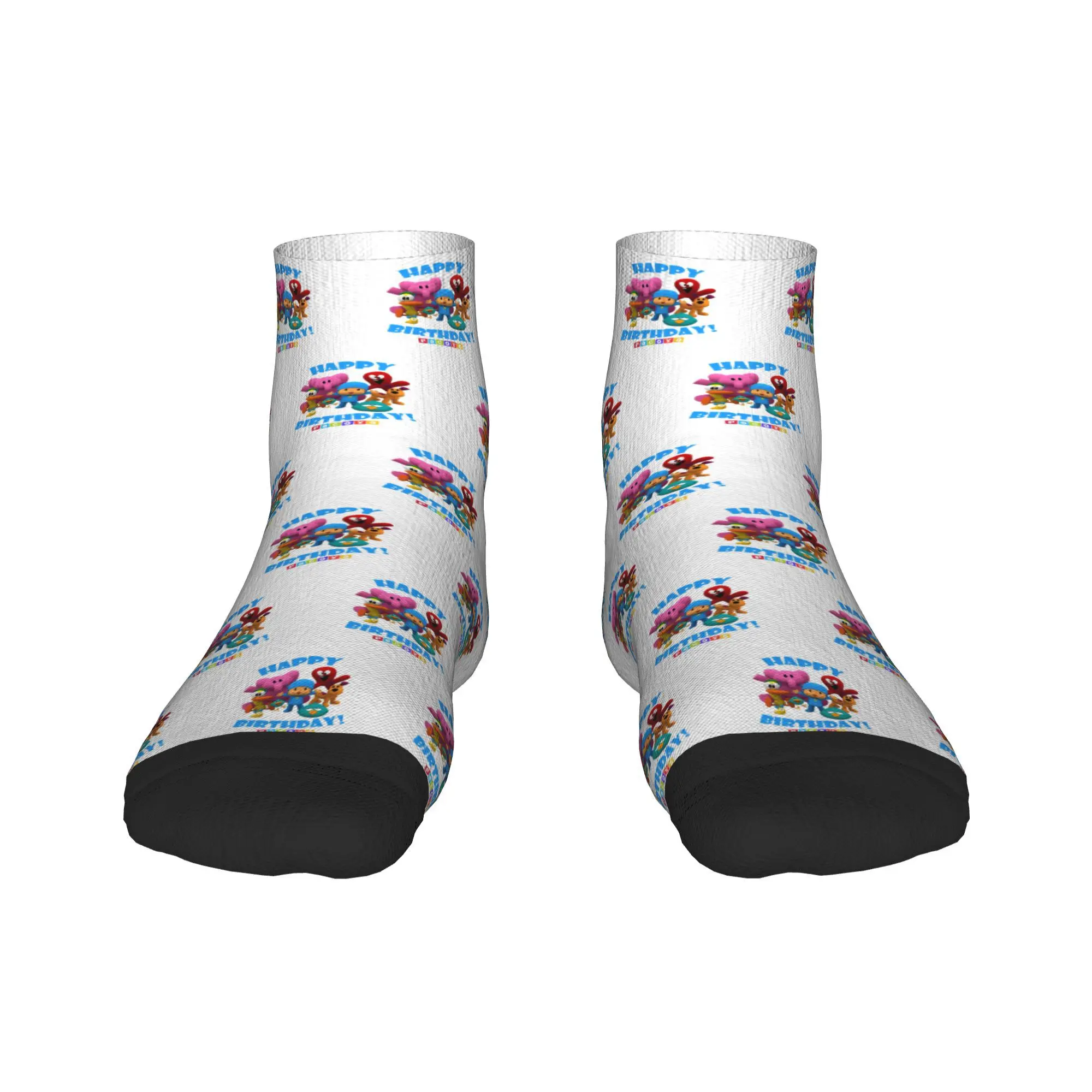 

Happy Birthday Boy Girl Pocoyo Socks Harajuku Sweat Absorbing Stockings All Season Socks Accessories for Unisex Birthday Present