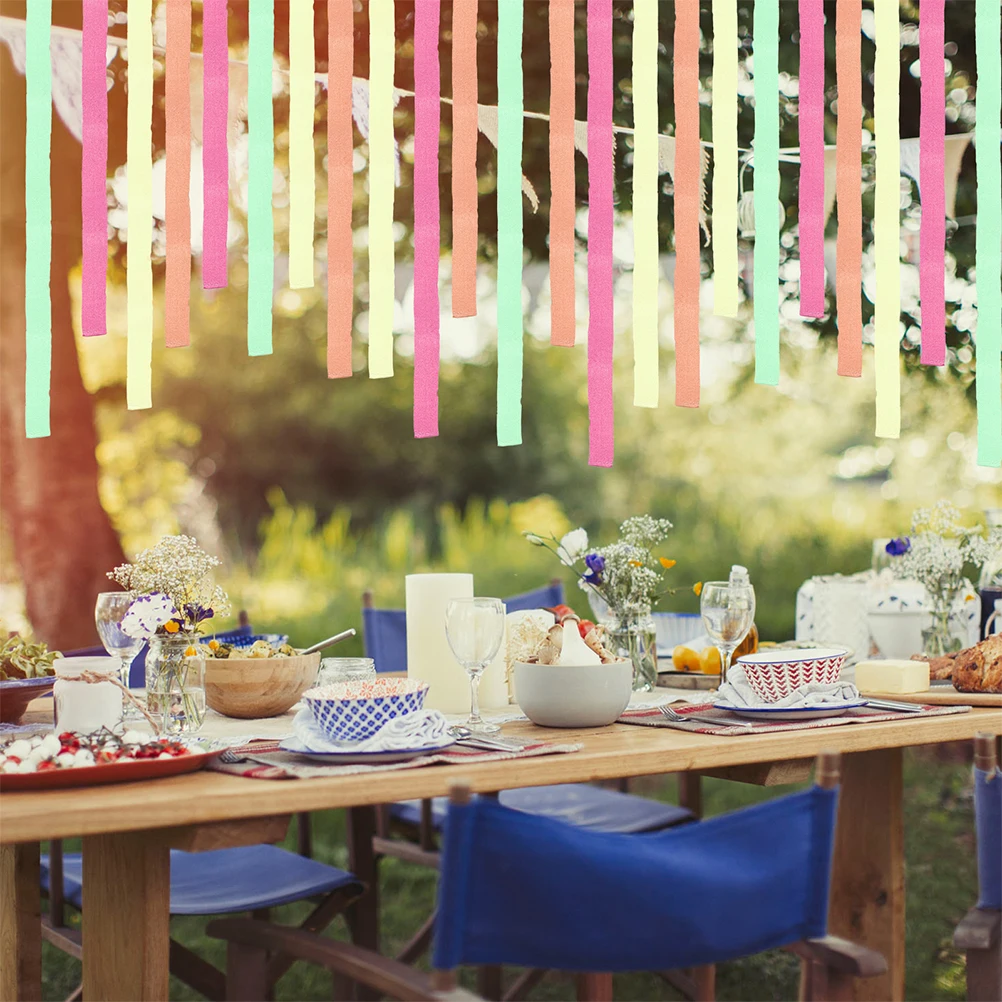 

8 Rolls Fluorescent Crepe Paper Streamers Tassel Party Decor Glow in Dark Halloween Wedding Birthday Orange Green for Ceiling