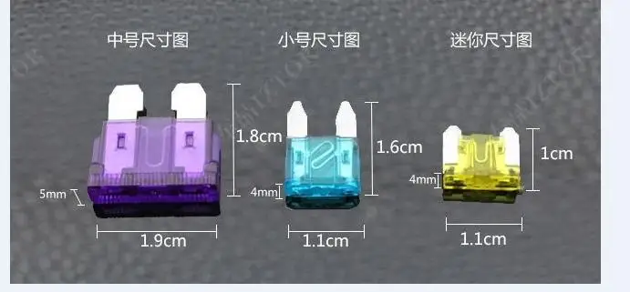 Car fuse plug for 4S store, medium and small size, 5A 10A 15A 20A 25A 30A 40A