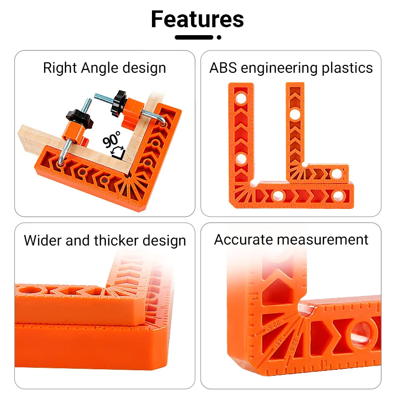 16PCS 90 Degree Right Angle Locator L-Shaped Woodworking Positioning Squares Clamps Reusable Plank Stone Material Splicing Tool