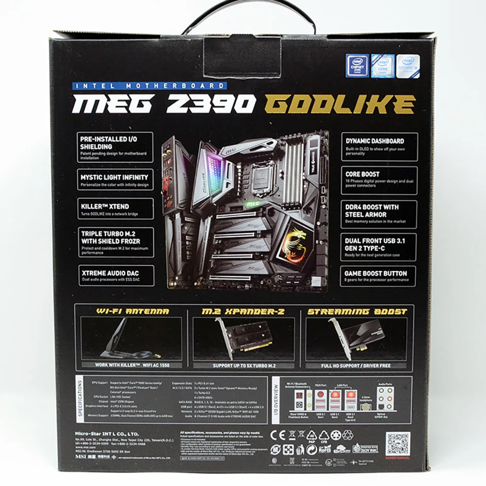 MEG Z390 GODLIKE For Msi LGA1151 DDR4 128G SATR3*6 M.2*3 U.2 USB3.1 Support I9 E-ATX PC Desktop Motherboard New MPG X570 GAM