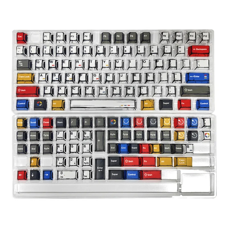 136 teclas pbt keycaps quadrinhos misturados cor clara tampa cereja altamente pintado à mão estilo simples teclado mecânico keycap