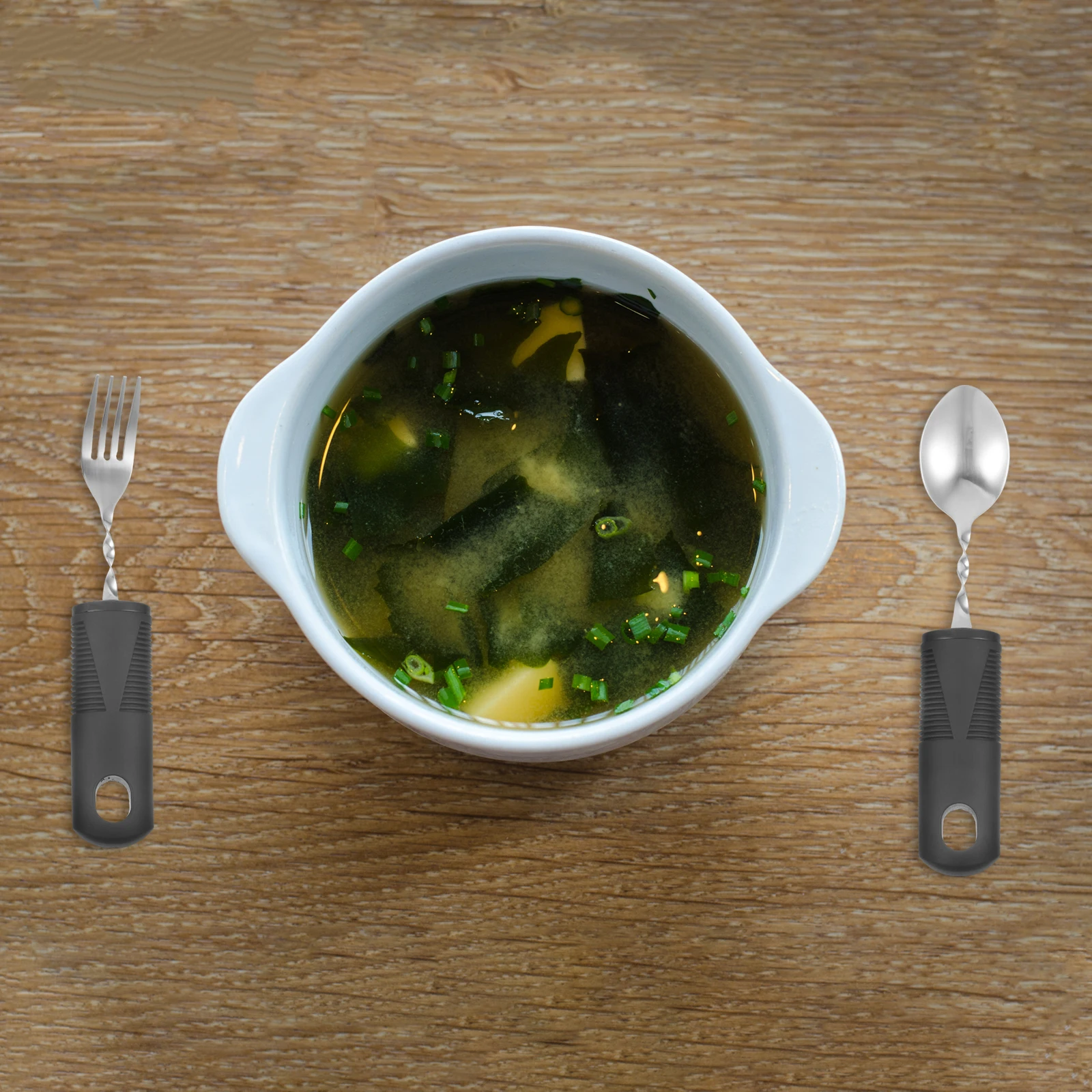 

1Set Adaptive Utensils Tremble Proof Elderly Tableware Kit Stainless Steel Lightweight Cutlery for Disabled and Arthritis