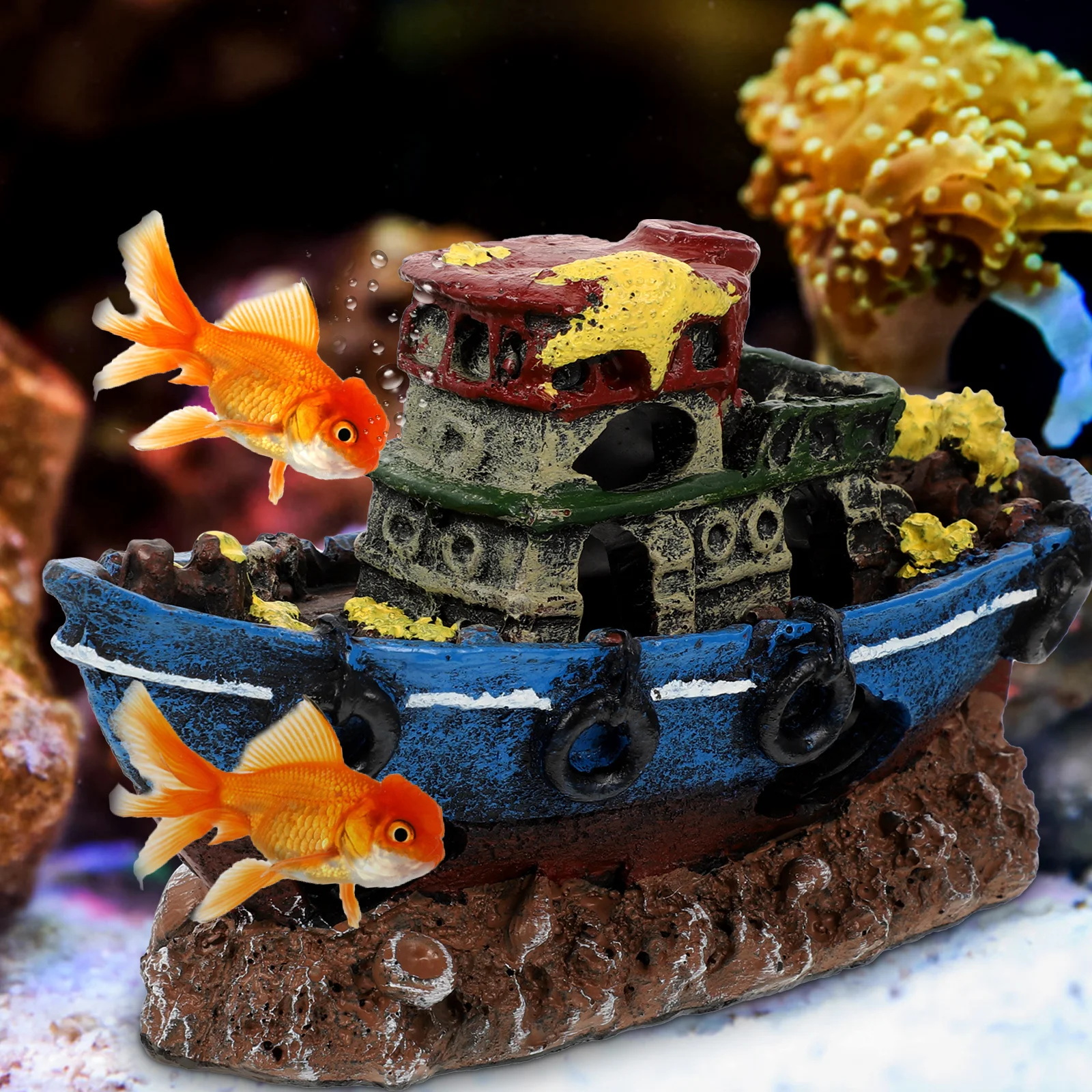 

Small Decorative Aquarium Resin Shipwreck Aquarium Ornament Desktop Fish Tank Accessory Supply Fish Tank Decor
