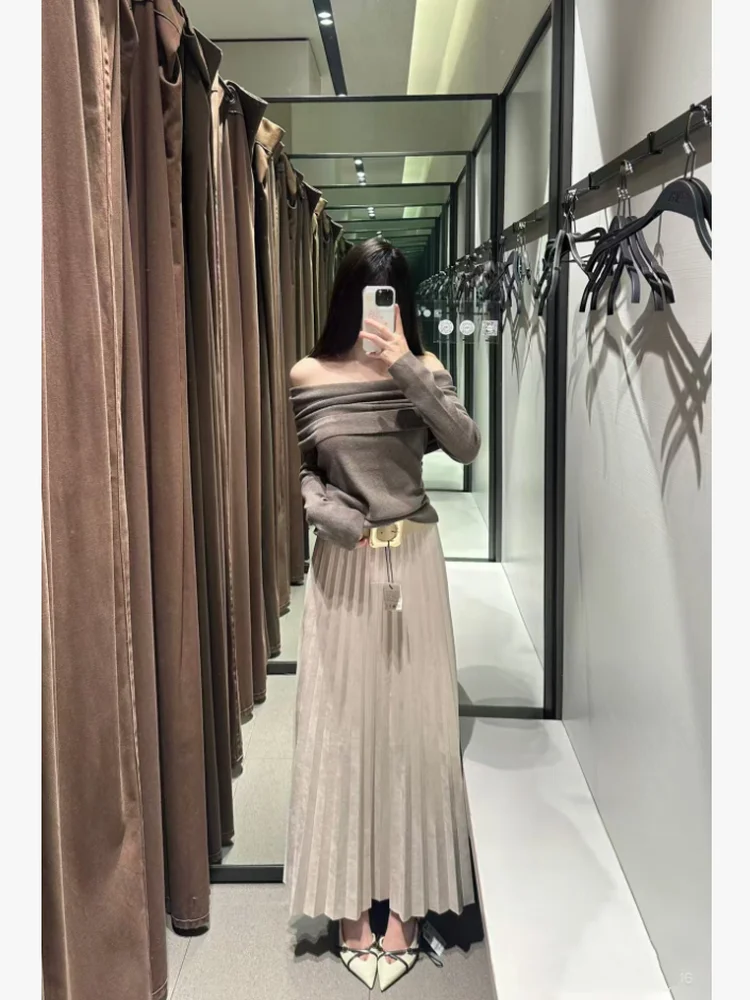 

Милая модная женская юбка-миди, осеннее новое поступление, бархатная юбка с поясом и поясом, повседневная микроэластичная юбка из полиэстера