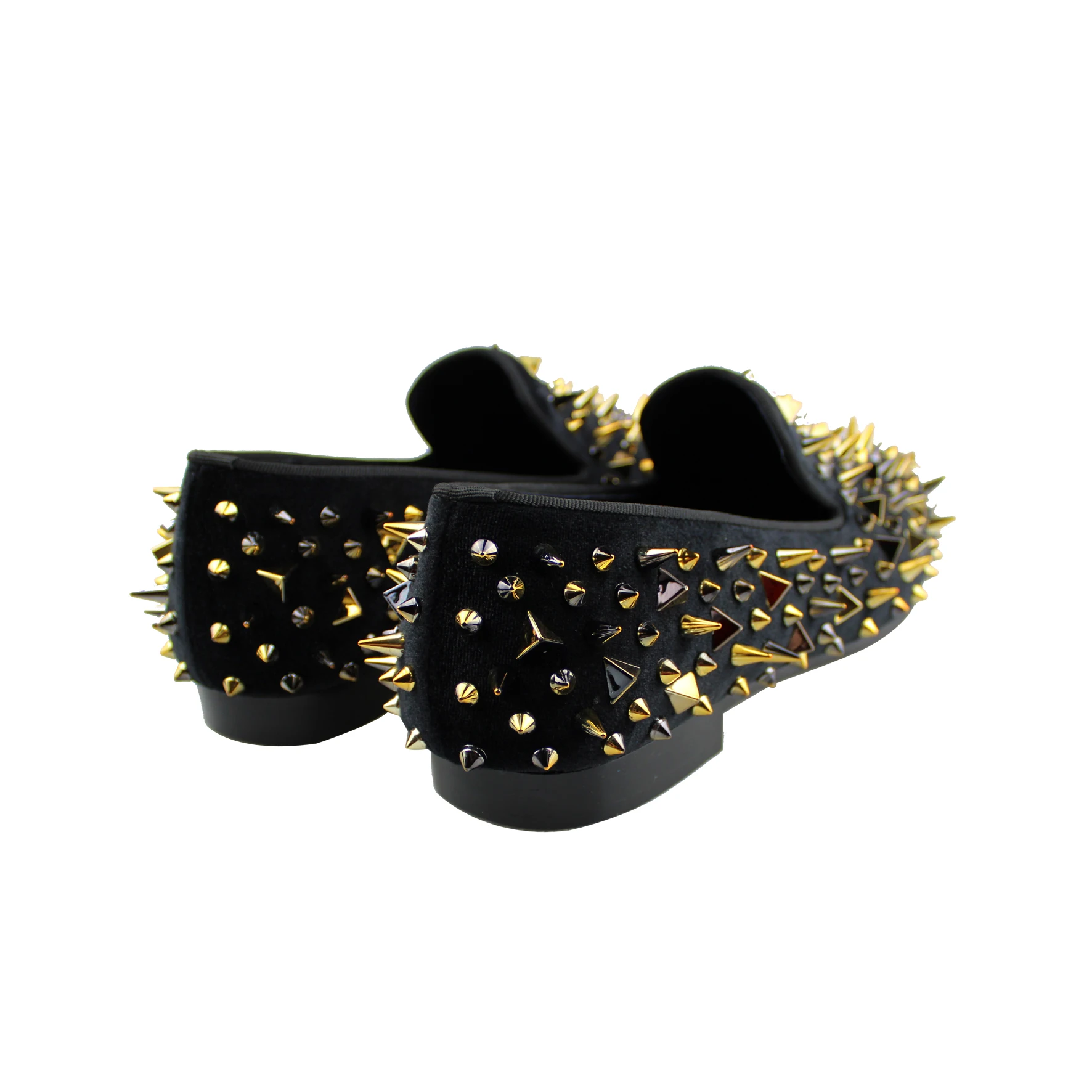 Harpelunde Spikes Men Black Dress Wedding Shoes Slip On Tuxedo Rivets Loafers Prom Velvet Slippers