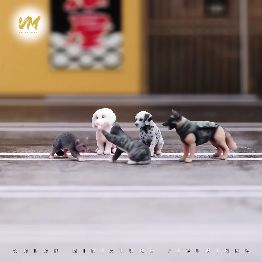 1/64 Scale Painted Dog Cat Animal 3D Print Scene Props Figures Model For Cars Vehicles Decorat Toy