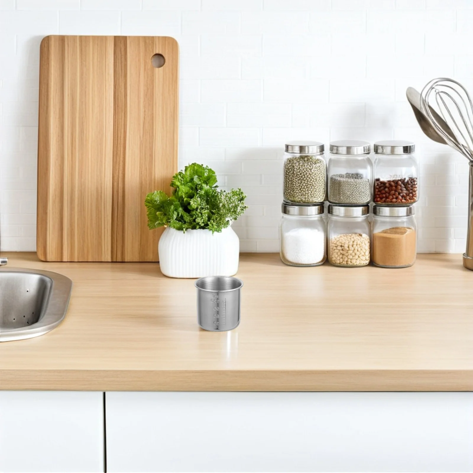 

2pcs Rice Measuring Cup Stainless Steel Kitchen Measuring Tool For Baking Cooking Wide-Mouthed Multipurpose Household